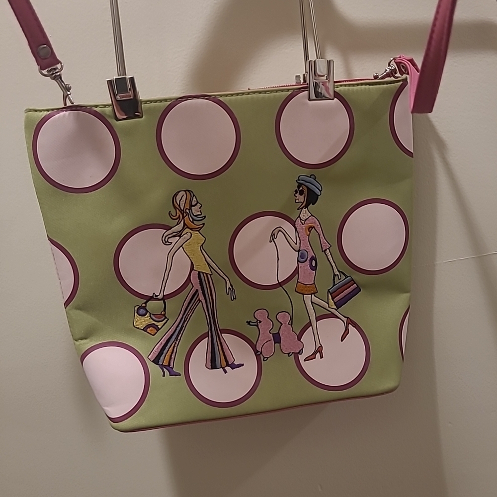 90s Y2K Girls Chic Handbag Pink/green Embroidered Girls - Picture 2 of 11